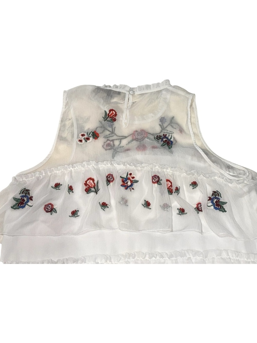 MAXSPORT White Ivory Floral Embroidered Tiered Ruffle Dress XL NWOT - Picture 5 of 12